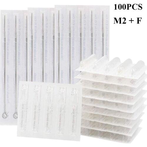 11RL+11RT) Tattoo Needles Tubes Tips Mixed 100PCS Professional Tattoo Needles 11RL & Disposable Plastic Tattoo Tips 11RT Combo