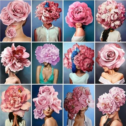 Diamond Embroidery Woman Portrait Diamond Painting Girl Cross Stitch Kits Flower Full Square Round Drill Room Decoration Gift