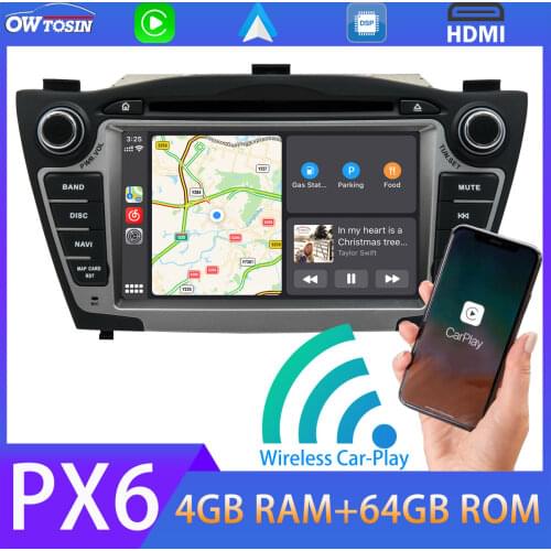 Android 10.0 PX6 4G+64G Car DVD Multimedia Player For Hyundai IX35 Tucson 2009-2015 GPS Navigation Radio Wireless Carplay 5*USB