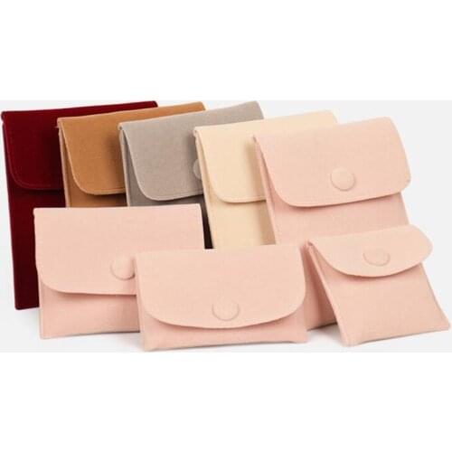 100PCS/LOT Velvet Jewelry Bags With Button Wedding Party Gift Packing Bag Thickening Ring Necklace Storage Bag