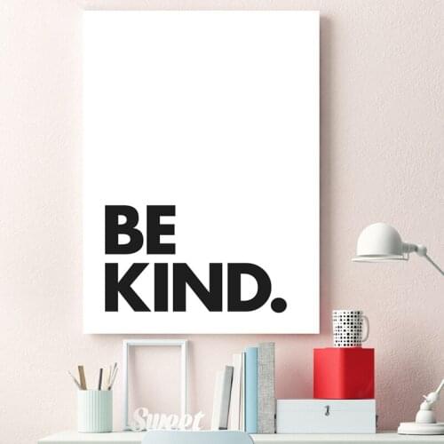 Be Kind Print Kids Nursery Decor Positive Quote Minimalist Typography Poster Wall Art Canvas Painting Kids Room Decoration