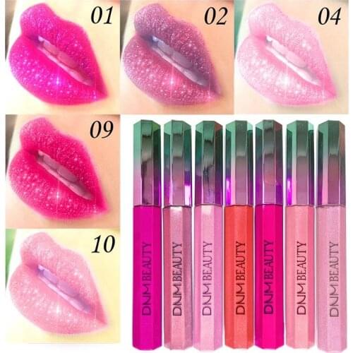 Lip Gloss Makeup Glitter Diamond Shimmer Lips Tint Waterproof Long Lasting Shiny 12 Color Brand Liquid Lipstick Lips Cosmetics