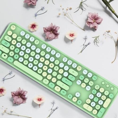 Bluetooth Wireless Keyboard With Mouse Mobile Phone Keyboard Detachable Key Cap Mixed Color Round Keycap Plastic Panel Keyboard