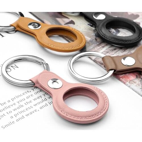 PU Leather Case for AirTag Key Ring Protective Sleeve Cover Keychain for Apple Air Tag Location Tracker Anti-lost Device Leather