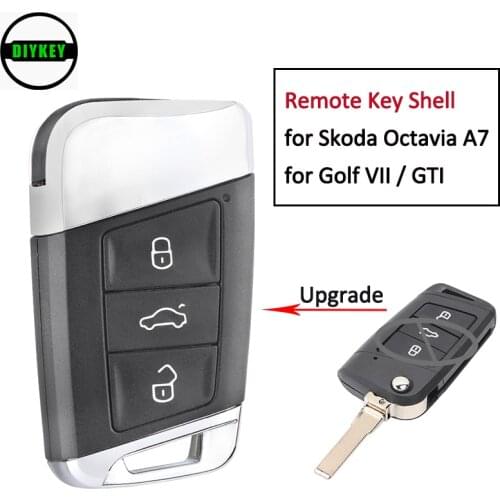 DIYKEY for Volkswagen Skoda Octavia A7 2017, for G*TI 2016-2017 Golf VII 2017 Upgraded 3 Button Remote Car Key Shell Case Fob