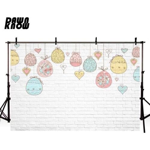 DAWNKNOW Cartoon White Brick Wall Photography Background Backdrop Photocall Shoot Wedding Children Party Photo Studio GY409