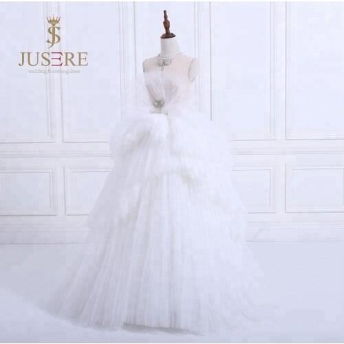 Jusere Tulle A Line Wedding Dress simple strapless Bridal Gown backless Robe De Mariage Vestido de Noiva
