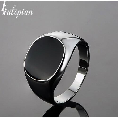 Iutopian Brand 2016 Men Classic Ring Black Glaze Anels Anti Allergy Big Size US Size 7 to 12 #AA01540