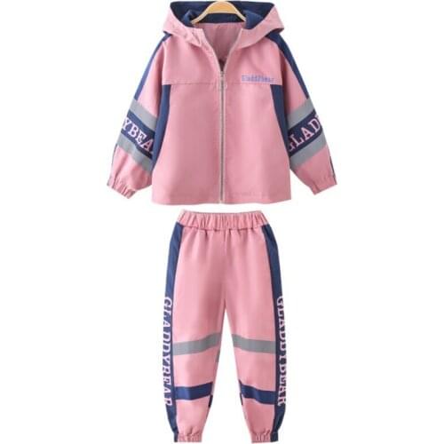 Girls Clothing Sets Fashion Autumn Girl Sports Jacket Suit Children Tracksuit Outfits Hooded Sweatshirt Zipper Coat Pants Set