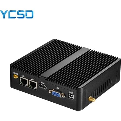Fanless Mini PC Intel Celeron 2955U J4105 Windows 10 Linux Compact Computer 2*Gigabit LAN 2*RS232 4*USB 300Mbps WiFi HTPC