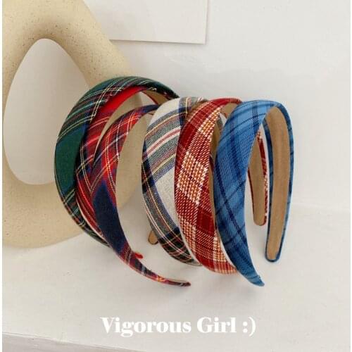 Fashion Youth Plaid Bezel Kids Headband Girls College School Hairband Headwear Hair Accessories Drop Shipping