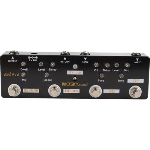 MOSKY Sol918 5-In-1 Guitar Multi-Effect Pedal Distortion Delay Reverb Overdrive Effect Pedal FX Loop Metal Shell True Bypass