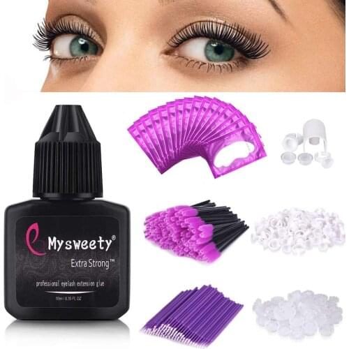 Eyelash Extension Glue Kit 10ml Professional Super Drying Time 2-3s Bonding Eyelash Glue Ladies Eyelash Beauty Tools