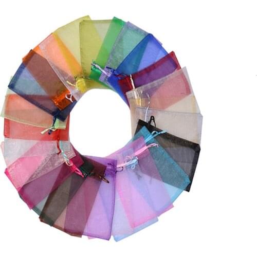 50pcs Organza Bags Delicate Solid Bags Cute 7x9cm 9x12cm 10x15cm 13x18cm Custom Logo Jewelry Kids Candy Package Newest Design