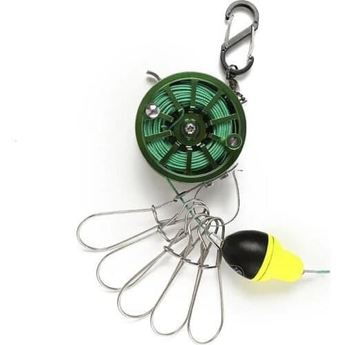 New Fishing Lock Buckle With Reel Stainless Steel Lanyard Live Fish Lock Belt Fishing Tackle Stringer Fishing Floats Reel Pesca