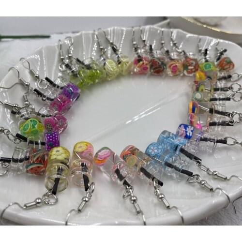New arrivals Handmade Glass fruit tea cup earrings for Korean Minimalist Women Gift Earrings Jewelry Wholesale