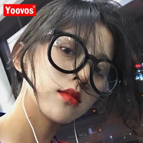 Yoovos Blue Light Women Glasses 2021 Round Eyeglasses Frames Plastic Vintage Clear Lens Glasses Retro Optical Spectacle Frame