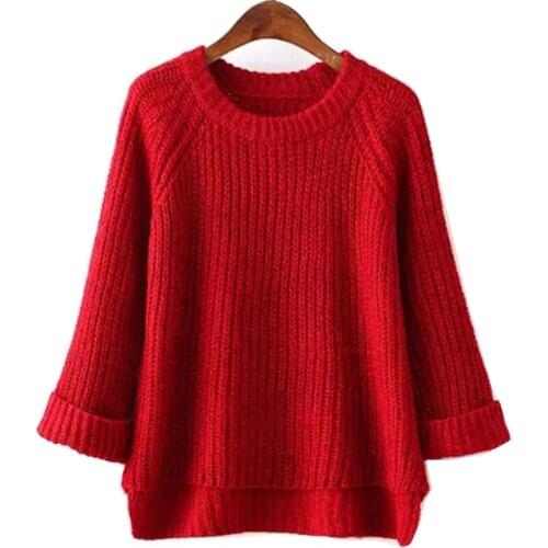 2021 Autumn Winter Sweater Women New Loose Large Size Pullover Thick Roll Cuff Sweaters Jacket Jumper Clothing Vestidos MMY156