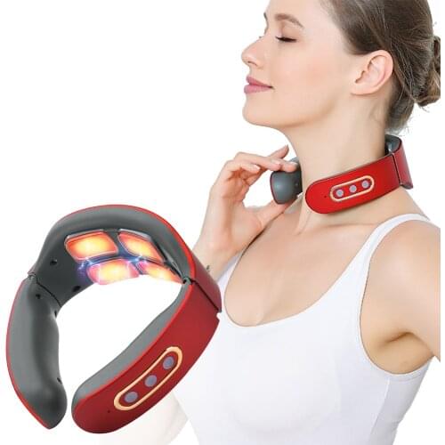 Rechargeable Neck Massager Cordless with Heat Smart Portable Electric Neck Massager 9 Modes Health Care Pain Relief Massage