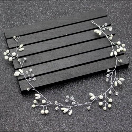 Simulated Pearl Bride Girls Wedding Prom Party Headpieces Hair Jewelry Crystal Headband Tiara Bride Hair Accessorie Gold