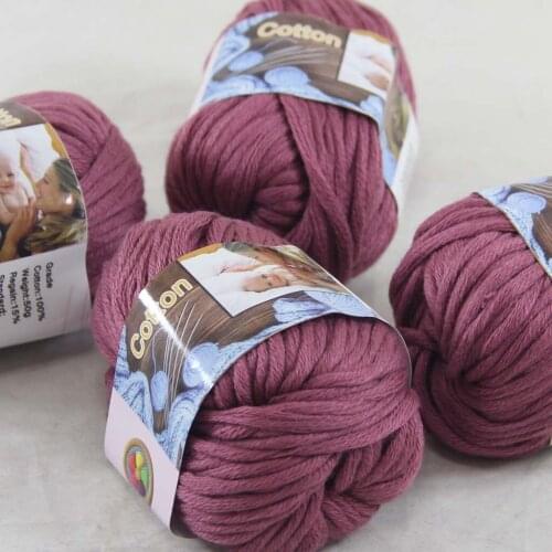 Sale 4 Ball x 50g Super Soft Pure Cotton Chunky Shawl Hand Knitting Womens Yarn Ruby Heather Pink 422-35-4