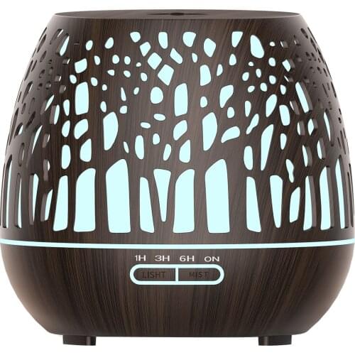 Essential Aromatherapy Oil Diffuser Humidifier with colorful lights Waterless Auto-Off for Home Office Bedroom Wood Grain