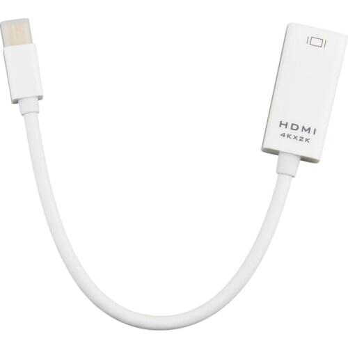 F/M 4K X 2K 1080P Connector HDTV Gold Head Port HDMI-compatible Female To Mini DP Male 20cm White Cable Wholesale 500pcs/lot