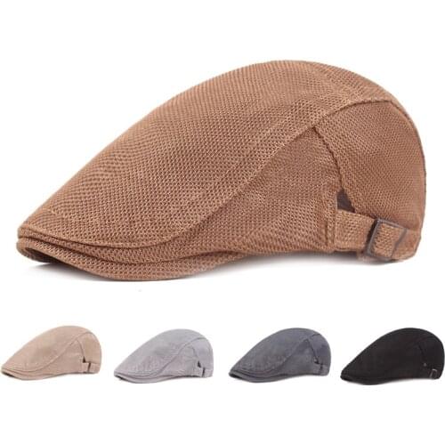 Adjustable Beret Caps Peaky Blinders Spring Summer Outdoor Sun Breathable Beret Man Herringbone Solid Flat Berets Cap Hat 2021