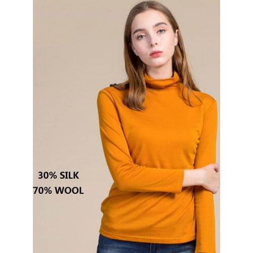 Silk wool pullover women 2021 fashion korean spring turtleneck clothes cute tops knitting long sleeve for womens sweaters blouse