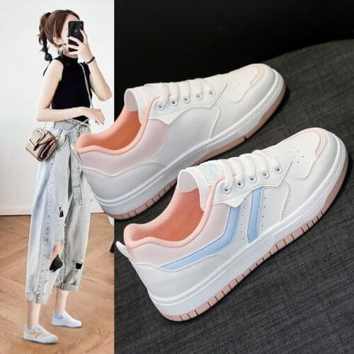 Waterproof non-slip soles fashion casual sports womens shoes Korean version of all-match white shoes flat shoes sneakers