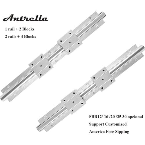 Antrella Linear Rail CNC Parts SBR12 350-950mm Fully Supported Linear Guide with SBR12UU Block Bearings