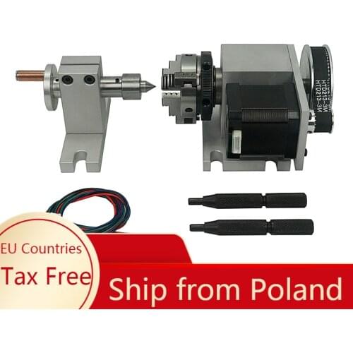 CNC Tailstock and Rotary 4th A Axis 50MM 3 Jaw Chuck for CNC Router Engraver Milling Machine