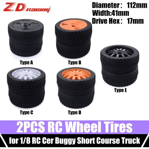 SURPASS HOBBY 2PCS 112MM Tyre Weel Monster Truck Tires Wheels 17mm Hub Hex for 1/8 RC CAR Buggy Short Course Truck Drift Racing
