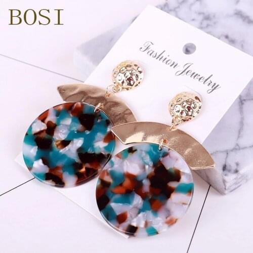 2019 new hot ZA Jewelry Acrylic Resin Round Earrings For Women Fashion Multi-color Geometry Big Circle Earrings Acetate Brincos