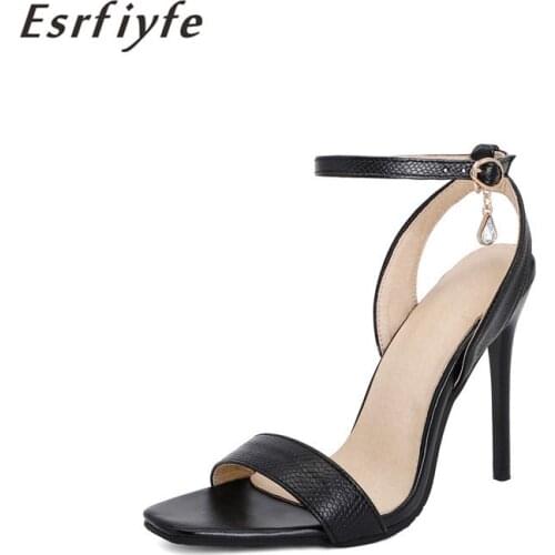 ESRFIYFE 2021 New Sandals Womens Summer One Line Buckle Ultra Thin Heel Inner Table Banquet Commuter High Heels Shoes Woman