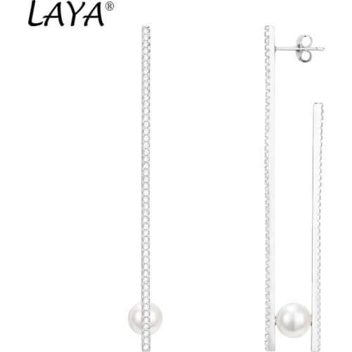Laya Shell Pearl Earrings For Women Pure 925 Sterling Silver Shiny White Cubic Zirconia Drop Earrings Fine Jewelry 2021 Trend