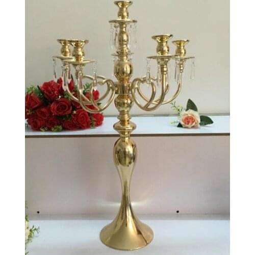 Golden 5 Heads/ 3 Arms Candelabra Candle Holders Table Wedding Centerpieces Party and Event Candlesticks Home Decoration