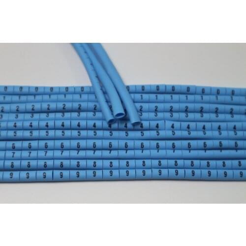 1000pcs/lot freeshipping 0.5 to 10mm2 plum cable marker 0-9 10 different number blue color