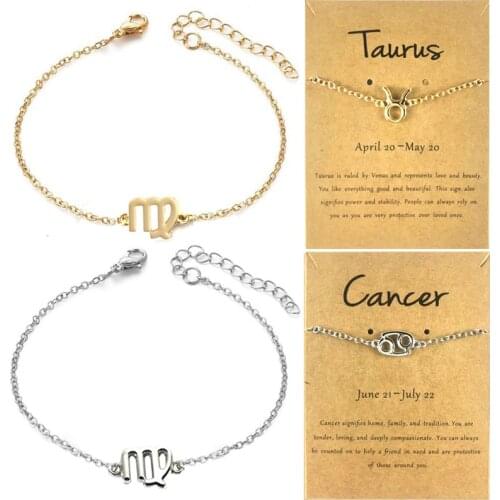 12 Horoscope Zodiac Sign Bracelet pendant for women gemini sagittarius scorpio capricornus pisces taurus Bracelet men leo zodiac