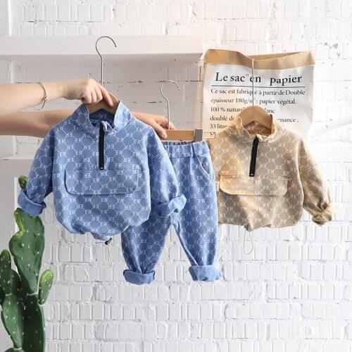 2021 brand autumn Kid Boy Girl Clothing New Casual Tracksuit Long Sleeve Letter Zipper Sets Infant Clothes Baby Pants 1 2 3 4 5Y