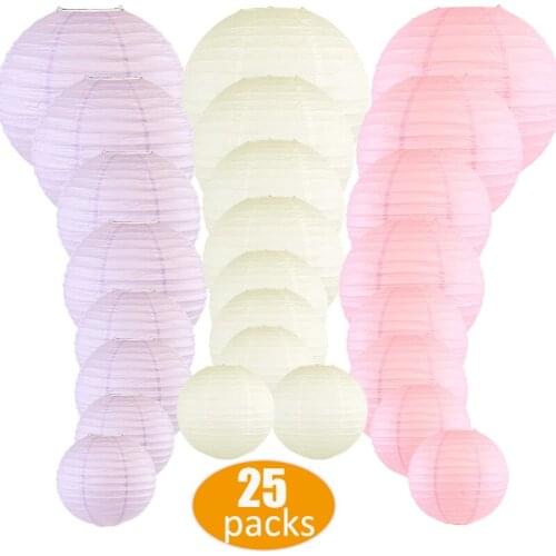 25 Pcs /Set 6"-14" Chinese Paper Lantern Assorted Sizes Colors Paper lampion Wedding Halloween Xmas Hanging lampionnen Decor