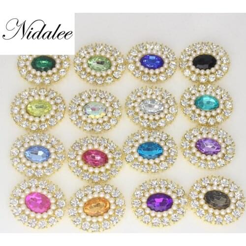 26x31mm Oval Acrylic diamond gems buttons for women clothing,DIY metal crafts for home rhinestone apparel