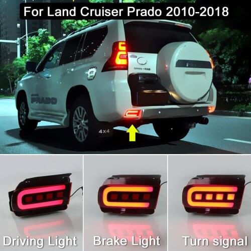3-In-1 LED Rear Bumper Reflector Lamp For LAND CRUISER PRADO LC150 2010-2018 (Function as Drving light Brake light Turn light
