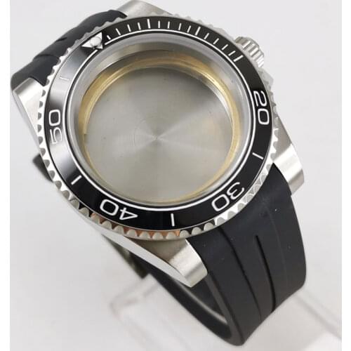 40mm Accessories Parts Ceramic Bezel Watch Case Sapphire Crystal Seeing-Through / Solid Backcover Fit NH35 NH35A MOVEMENT