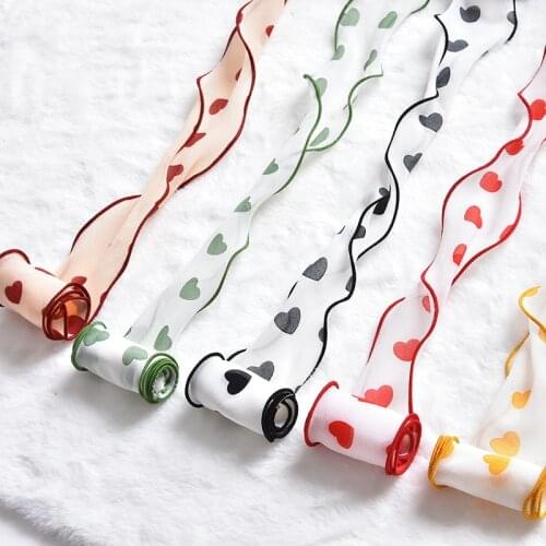 5 yards Love printed Chiffon Ribbon for DIY Gift Box Floral Bouquet Packaging Hair Accessories Clothing Sewing Material