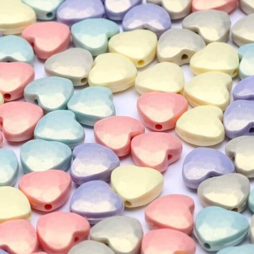 50/100pcs 11mm Mixed Color Acrylic Beads Love Heart Spacer Loose Beads For Jewelry Necklace Handmade Diy Bracelet Make Wholesale