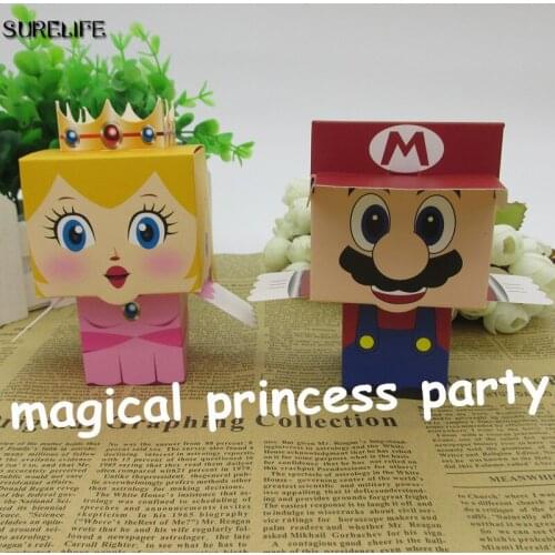 50/100pcs Birthday Party package Super Marie Bros princess wedding favors Mario candy box for wedding gifts