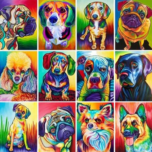 5D DIY Diamond Painting Animal Dog Rhinestone Picture Full Square/Round Diamond Embroidery Rhinestone Mosaic Decoration Gift Kit