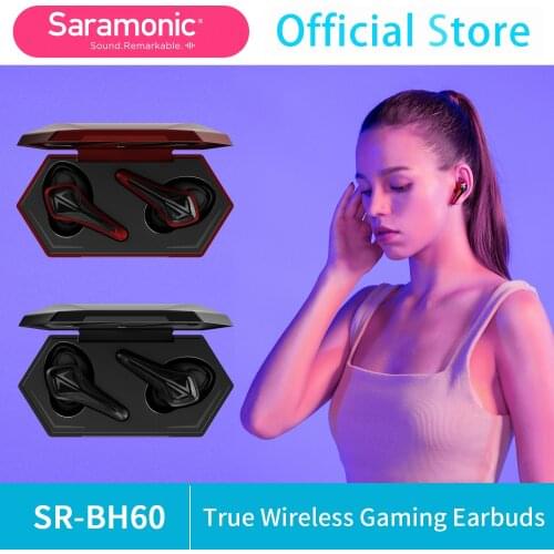 Saramonic SR-BH60 True Wireless Gaming Earbuds Waterproof GamesMonic Low-Latency Mode DSP for Game, Music Phonegame Players