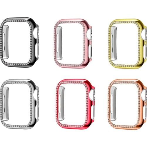 Shinning PC Bumper Protector for Appple Watch 5 4 40mm 44mm 38mm 42mm Cover Case with Bling Rhinestone for iWatch 3 2 1